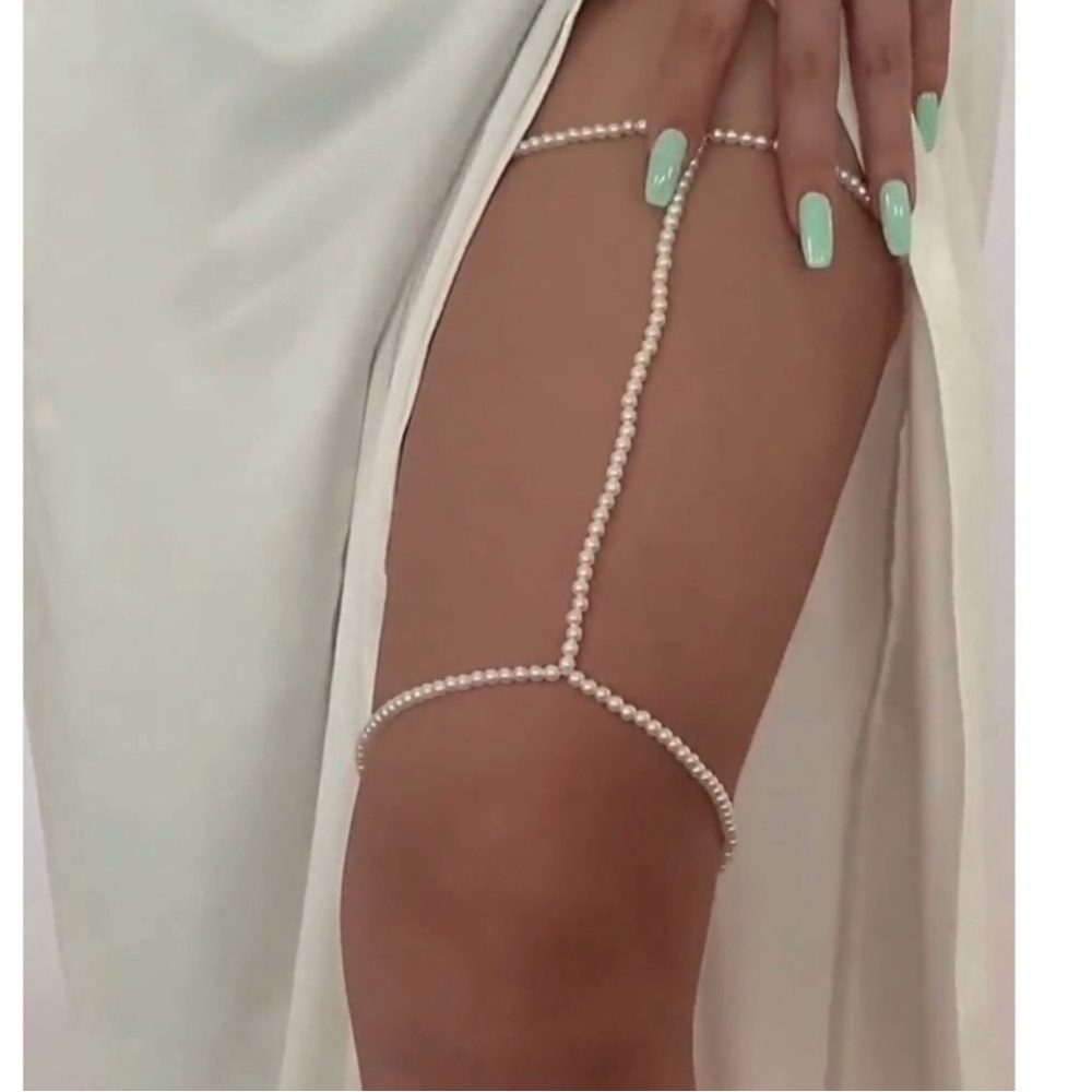 Faux Pearl Thigh Chain | Imitation Pearl Body Jewelry | Garter Leg Pearls